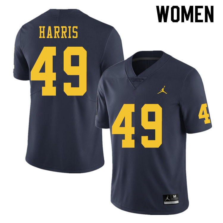 Women #49 Keshaun Harris Michigan Wolverines College Football Jerseys Sale-Navy